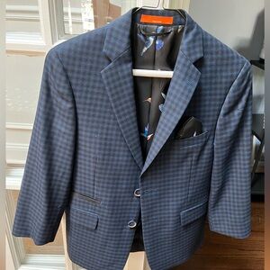 Tallis Blue/Black Checkered Sports Jacket - Boys size 12